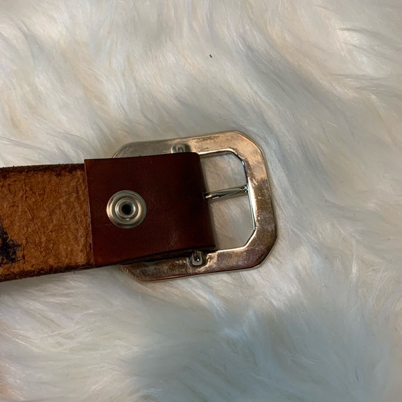 By Zero brown leather belt geometric silver buckle - Picture 4 of 9